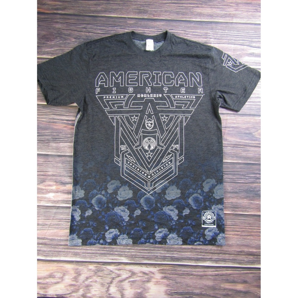 American Fighter Mens Medium Gray Blue Training T Shirt UFC MMA Gym Workout